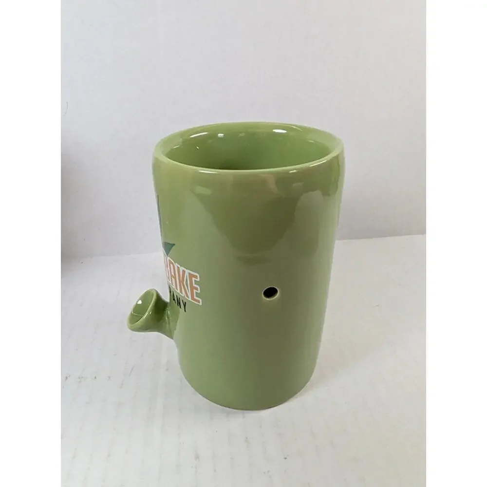 Wake & Bake Coffee Co Mug Pipe Green Ceramic 10oz Coffee Cup NEW Box
